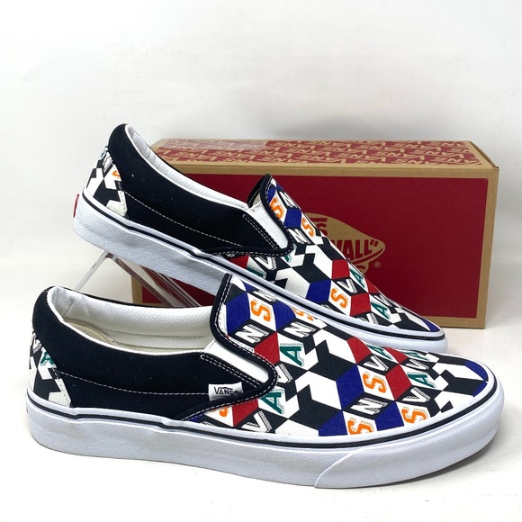 VANS Classic Slip On Casual Multi Black Canvas Men’s Sneakers Skate VN0A33TB42X - Picture 1 of 11